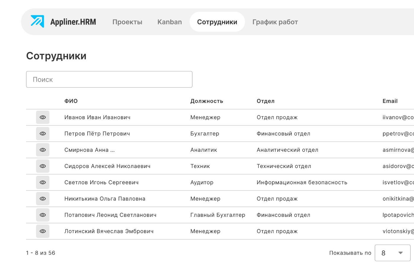 Appliner HRM - база сотрудников Сделай сам: управление кадрами и персоналом (HRM) на no-code/low-code AI ИИ платформе Appliner