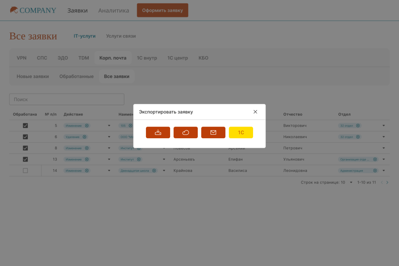 Appliner ITSM экспорт заявок на сервисное обслуживание Сделай сам: ITSM Service Desk Help Desk на no-code/low-code AI ИИ платформе Appliner